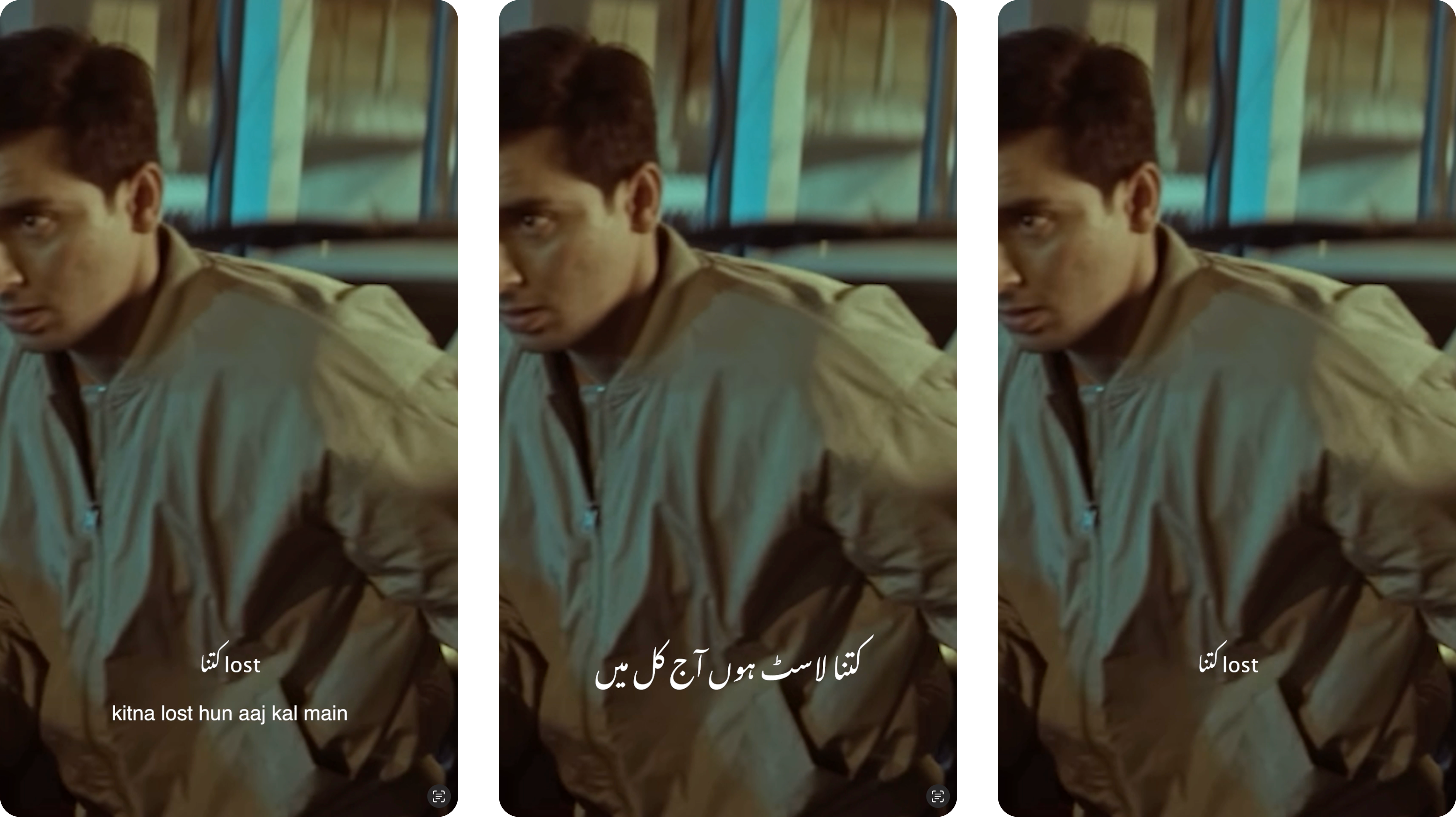 Music clips with Urdu, Roman Urdu and English captions